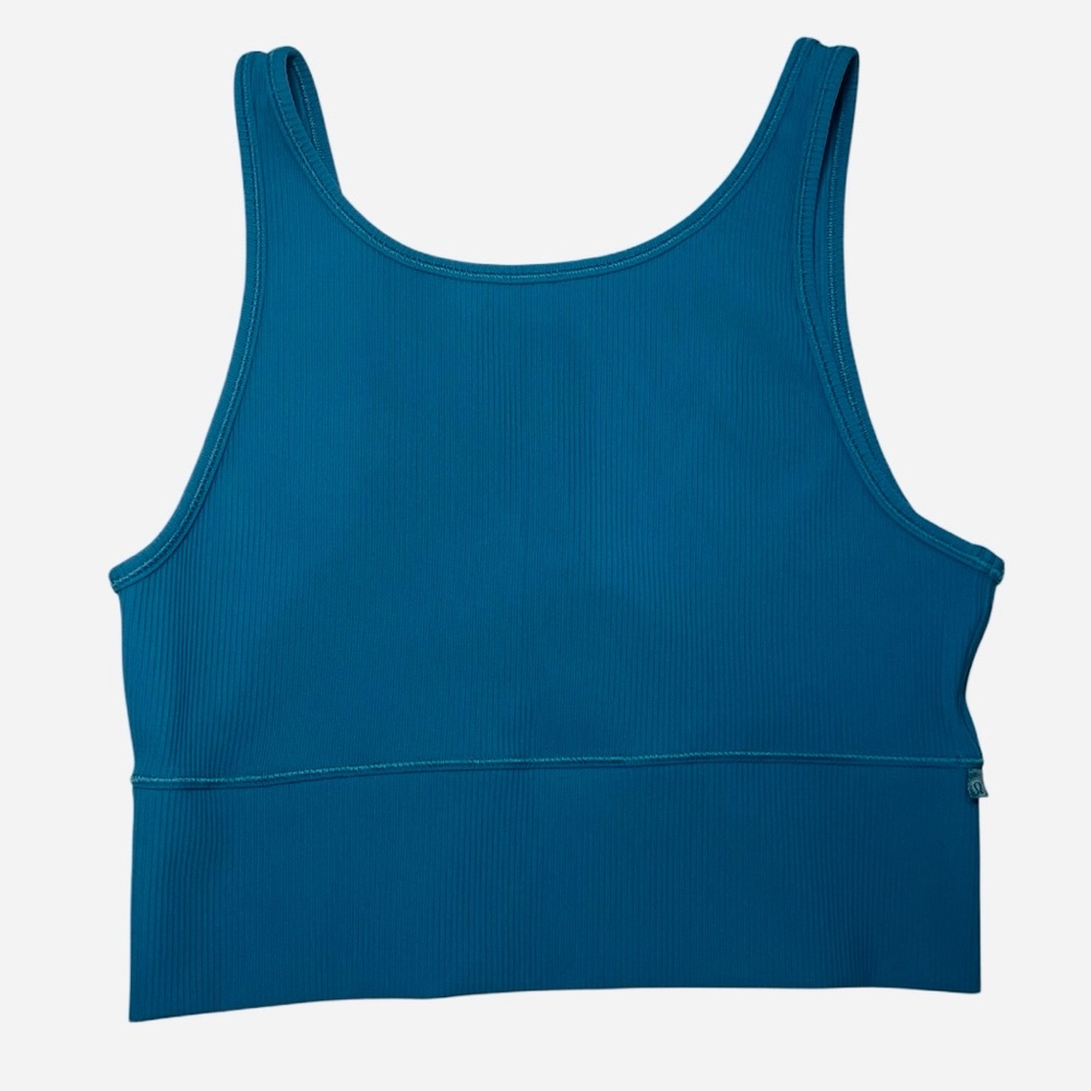 Lululemon Power Pivot tank top ribbed capture blue size 10